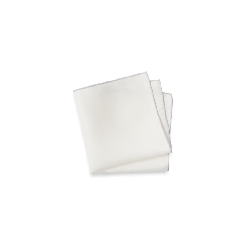 Paul Fredrick Men's Solid Silk Pocket Square White One Size