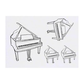 4 x 'Grand Piano' Temporary Tattoos - Water Resistant, Skin-Safe, Non-Toxic Transfers, Mixed Sizes (TO00075652)