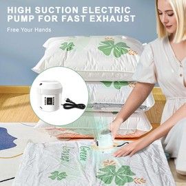 15 Pack Vacuum Storage Bags for Clothing Travel with High Pressure Electric Pump, 3 Sizes Large/Medium/Small Space Saver Bag Vacuum Sealed for Luggage Blankets, Vacuum Seal Bag for Bedding Comforters