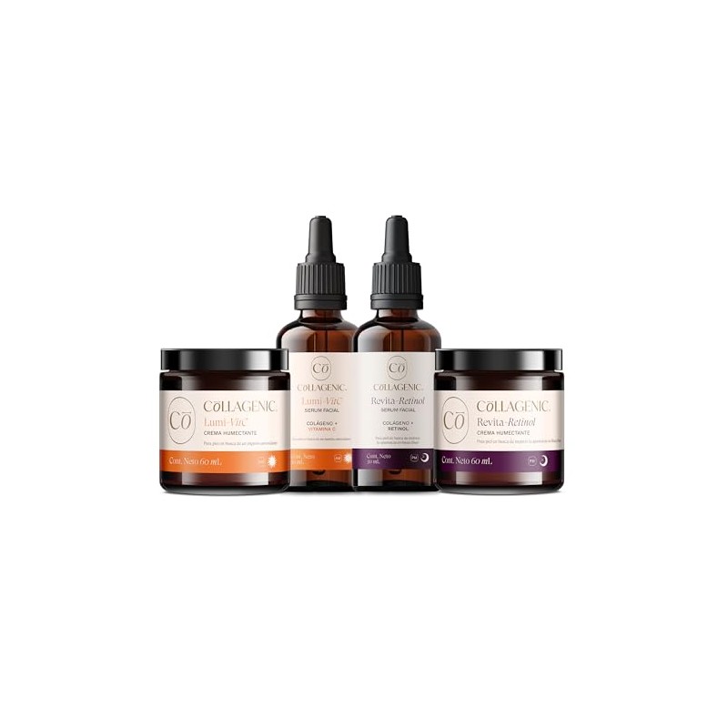 Collagenic 4 Pack Skincare Día y Noche, Frasco con 4