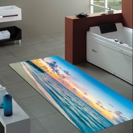 WODEJIA Non-Skid Low Pile Sponge Foam Door Entry Rug for Bathroom Mat,Purple Flowers Separate Tub Shower Skid Proof Rugs, Home 3D Optical Illusion Rug Non Slip Bath Mats 47 x 18 inches