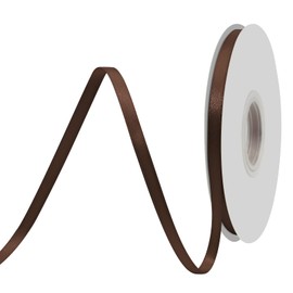 BVIEAKD 6mm Wide 45m Double Face Brown Satin Ribbon Fabric Ribbon for Gift Wrapping Very Suitable for Weddings Decoration Bouquet Balloons Arts Craft Sewing Hair Bow Invitation