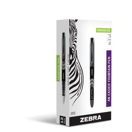 Zebra Fountain Pen, Fine Point, 0.6mm, Black, Non-Toxic Ink, 12-Count