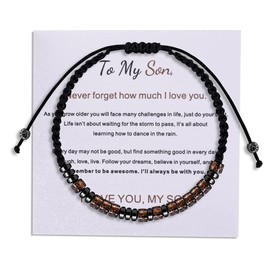 To My Son Morse Code Bracelet for Birthday Christmas Gift for Son Inspirational Gifts from Mom Dad I Love You Gift for Son Hematite Beaded Bracelets for Boys from Parents