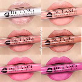 Lipstick Set Matte Lipstick 24 Hour Hold, Waterproof Liquid Lipstick Matte + Lip Plumper Extreme Volume, Kiss Real Lipstick Pink Nude Lipstick Lip Gloss Makeup
