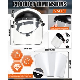 Shyyween 4 Pcs Safety Face Shield with 42.5" Waterproof Rubber Apron Face Mask for Grinding and Cutting PC Full Impact Resistant Safety Shield for Men Heavy Duty Chemical Work