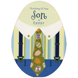 Die Cut Egg Wearing Tie: Son - Designer Greetings Easter Card