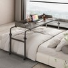 Overbed Table with 360° Wheels, Queen Size Mobile Bed Desk,