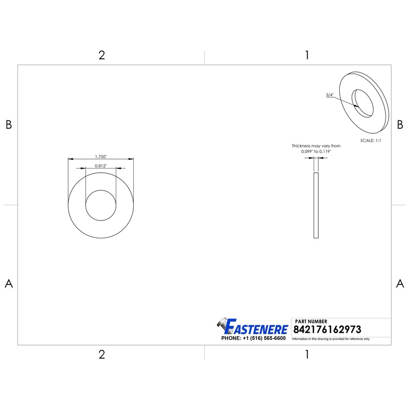 3/4" Solid Brass Flat Washers, Commercial Standard, Grade 360, Plain
