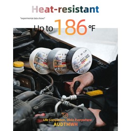 AUDTMWH Duct Tape Heavy Duty - 1.88 in x 90 ft, Waterproof, Temperature Resistant, Extreme Durability, Super Fix, No Residue, Industrial, for Duct Tape Crafts, Black