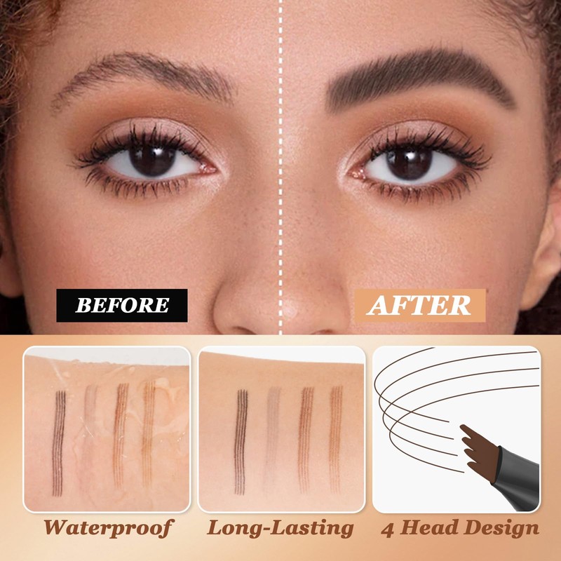 Ledeak Microblading Eyebrow Pen, 3D Magic Eyebrow Pencil with 4