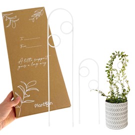 Metal Plant Support Stake for Indoor Climbing Plants, Pothos, Monstera, Philodendron and Vines, Plant Decor Accessories - Size: 17.75" x 3.75" & 10" x 3" (Whirl, White)