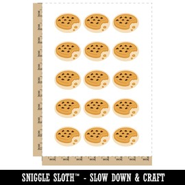 Chocolate Chip Cookie with Crumbs Temporary Tattoo Water Resistant Fake Body Art Set Collection - 15 2" Tattoos (1 Sheet)