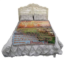 Pure Country Weavers The Lord is My Shepherd 2 Blanket - Scriptures - Psalm 23 - Religious Gift Tapestry Throw Woven from Cotton - Made in The USA (72x54)