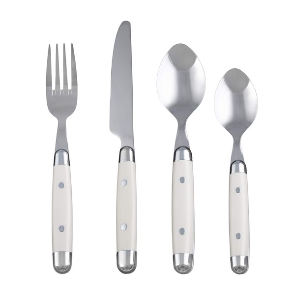 Cambridge Silversmiths 16 Piece Jubilee Flatware Set, White