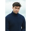 Aran Crafts Men's Irish Cable Knitted Wool Rib Roll Neck