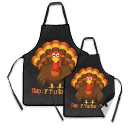 Kids Turkey Apron For Thanksgiving Adults 2 Pack Kitchen Chic Aprons Set Cute Patterns Family Holiday Cooking Gift