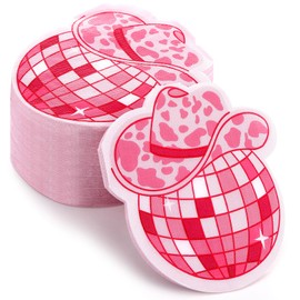 Colarr 100 Pcs Disco Ball Napkins Disposable Disco Party Cocktail 70's Beverage Napkin for 70s 80s 90s Birthday Wedding Party Decoration Supplies, 2 Ply, 5 x 5 inches (Western Cowboy Style)