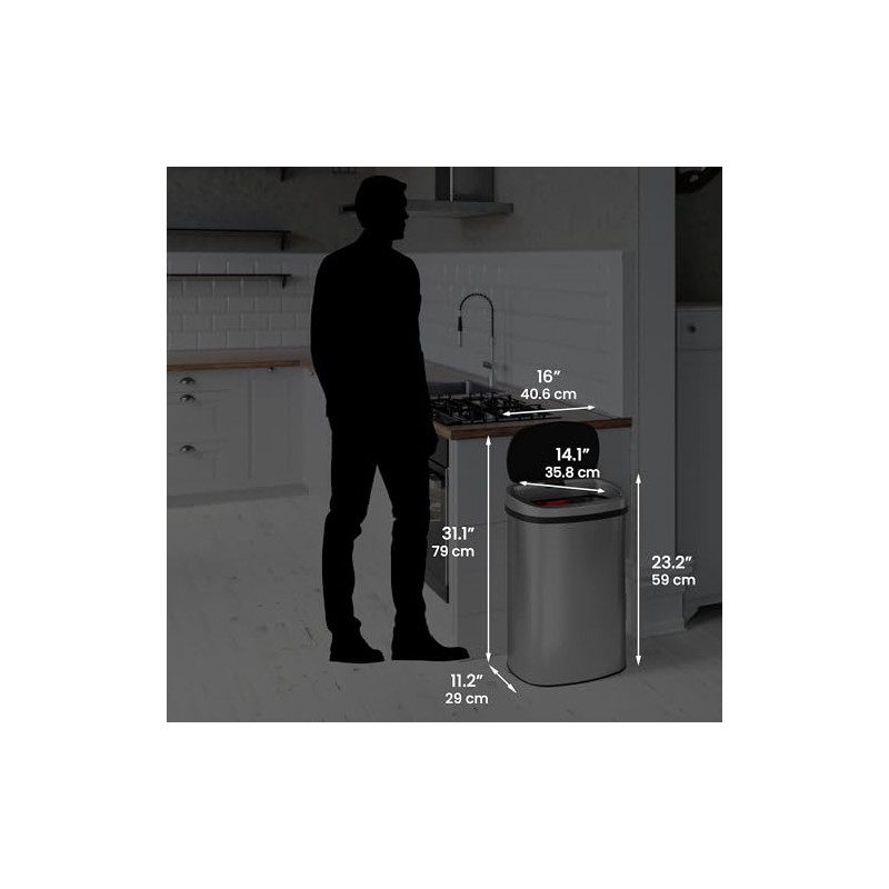 iTouchless Push-Top Lid 13 Gallon Trash Can with Odor Control
