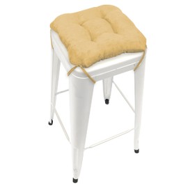 Barnett Home Decor Microsuede Camel Square Bar Stool Cushion with Ties - for 12" Metal Industrial Barstools - 12" Tolix-Style Counter-Height Chairs - Latex Foam Fill, Machine Washable