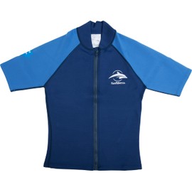 Konfidence Warma Wetsuit Top - Zipped Neoprene T-Shirt - Ideal for Pool and Beach 2mm Thick Neoprene (Blue/Navy, 42" Chest)