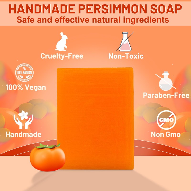 yoniagood 2 PCS Persimmon Soap Bar for Old People Smell,