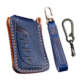 Aoocar 2018-2025 Leather Key Fob Cover, Compatible with Lexus ES LS LC RX NX LX TX GX Series etc, No Screw Design Key Holder Protector (Blue)