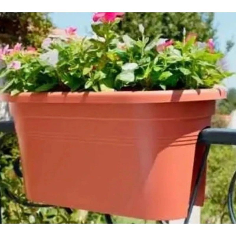 Maceta Para Barandal Balcón Color Terracota 3 Piezas