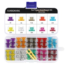 XJlSGXUSG 130 Pcs Micro fuses Kit, Blade Fuse Assortment Kit(3A/5A/7.5A/10A/15A/20A/25A/30A/35A/40A) (with Puller Tool) for Car, Marine, Truck, RV Fuse Replacement