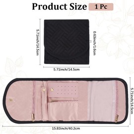 CREATCABIN Travel Jewelry Case Travel Jewelry Organizer Small Foldable Jewelry Hanging Bag Portable Everyday Jewelry Storage Roll for Journey-Rings Necklaces Earrings Bracelets Brooches 15.83x5.71in