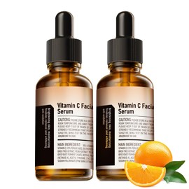 2 Pack Vitamin C Face Serum with Vitamin C, Hyaluronic Acid, Vitamin E, Serum for Dullness, Balanced Complexion, Eye Area, Fine Lines & Wrinkles, 60ml/2.02oz