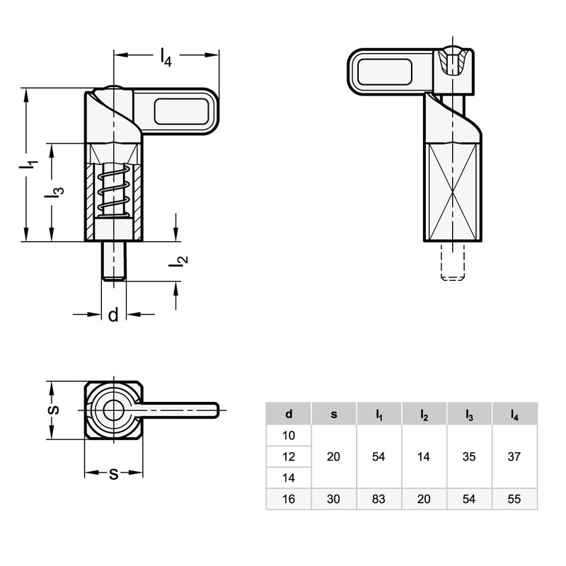 Ganter Normelemente Spring latch for welding, door latch - GN