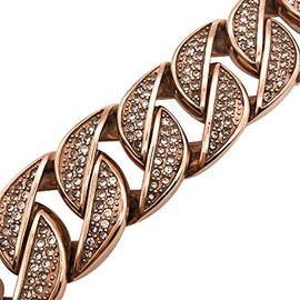 Correas básicas para perros Collar de cadena de perro Pitbull Bulldog 32mm Collar de perro de diamante de oro rosa Correa de acero inoxidable Collar  