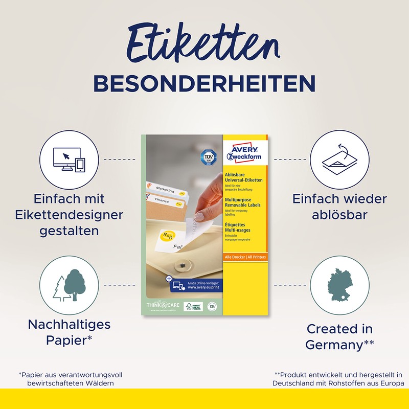 Avery Zweckform L6023REV-25 Removable Labels Company Labels to Identify Brochures