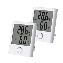 BALDR Mini Digital Thermometer Hygrometer (Indoor) - Color: White 2 Packs