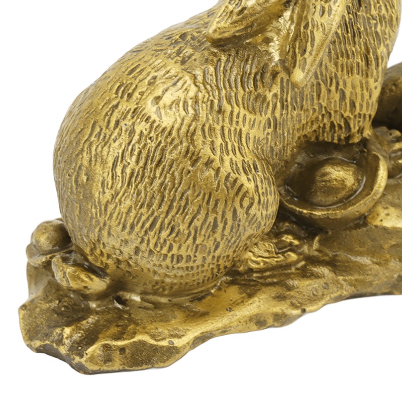 Bunny Statue Sturdy Brass Retro Look Fine Details Stable Durable