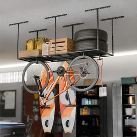 SunsGrove SunsGrove Heavy-Duty 4-Pack Overhead Garage Ceiling Storage Hooks, Add-On Storage Flat Hook Accessory for Hanging Bikes and More, Supports Up to 53lbs