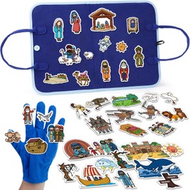 Aizweb Felt Board Bible Stories Set, Flannel Board Stories for Preschool Learning Activities,Bible Toys for Kids, Noah's Ark, David and Goliath, Jonah and The Whale, Jesus Nativity Set,Christian Toys
