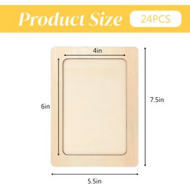 24 Pcs Wooden Picture Frames for Crafts DIY Wood Picture Frames Unfinished Solid Wood Photo Pictures Frame for 4 x 6 in Photos Standing Wooden Photo Frame for Crafts Painting Arts Projects