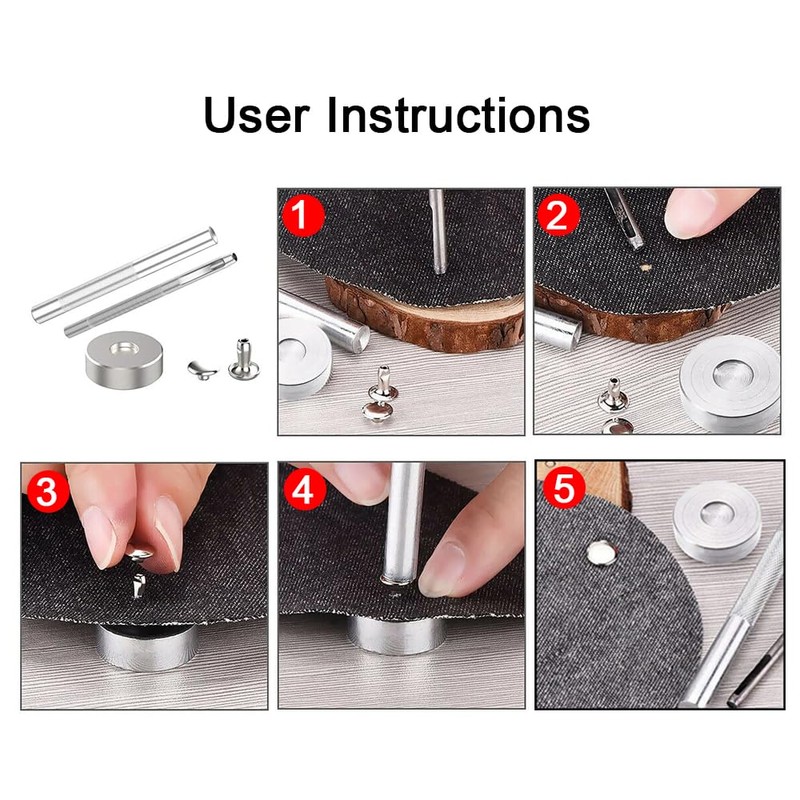 300sets Stainless Steel Leather Rivets Double Cap Rivet Tubular Metal