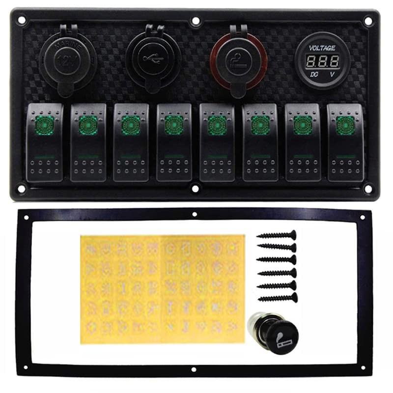 Riloer 8 Gang Rocker Switch On Off Panel Switch Overload