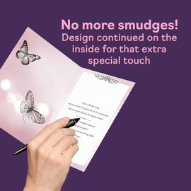 Mum Birthday Card - Pink Rose Butterfly - Beautiful Happy Birthday Card for Mum from Daughter Son, 5x7 Inch Female Floral Bday Mothers Day Greeting Cards