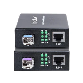 1 Pair 1.25G Gigabit Optical Media Converter Single Mode Single Core LC Fiber (Including 20km BiDi LX SFP Module), Up to 20km, 10/100/1000Base-Tx to BiDi 1000Base-LX