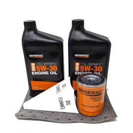 Generac 5W-30 Full Synthetic Oil Change Kit 2 Quarts oil and Filter OEM Funnel