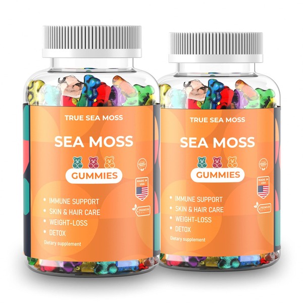 Organic Sea Moss Gummies – Contains Irish Sea Moss + Burdock Root + Bladderwrack – 60 Gummies for Stronger Immune, Healthier Skin & Hair, Detox – Great for Kids & Adults, Made in USA (2)