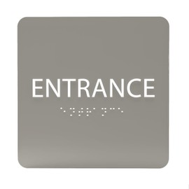 ADA CENTRAL SIGNS - 6" X6" Entrance Sign - ADA Compliant Tactile Graphics Grade 2 Braille Text Acrylic Wall Sign - Entry, Way in, Access Signs for Office, Hotel, Schools, Apartment, and Restaurants