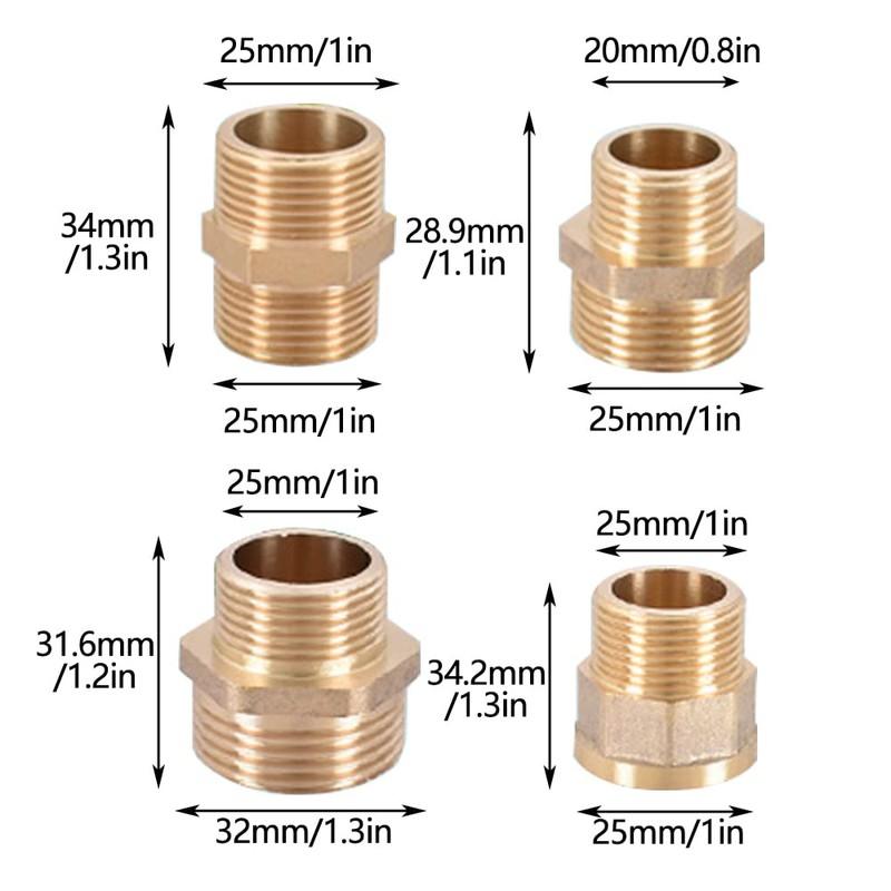 TopHomer 2Pcs Hex Reducing Nipple, DN20 3/4" Male Thread Pipe