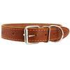 Genuine Leather Dog Collar Barb Wire Pattern Brown 4 Sizes