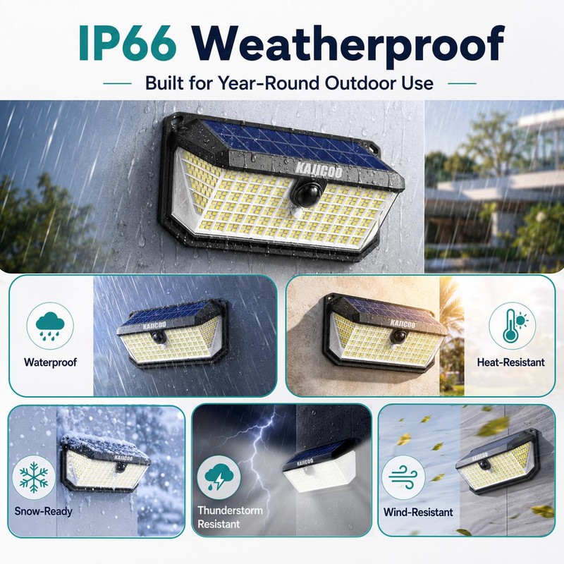 KAJICOO 416 LED Outdoor Solar Lights Waterproof with 300° Angle