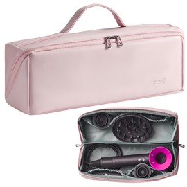 Veki Travel Storage Case for Dyson Airwrap Styler, Large Opening Travel Storage Bag Compatible for Shark Flexstyle Air Styling & Drying System, Portable Carrying Organizer for Hair Curler (Pink)